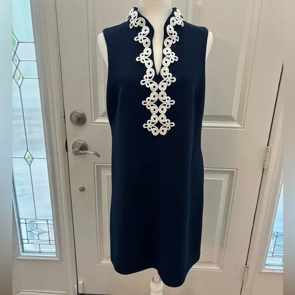 Vince Camuto Navy Sheath Dress 12 - Picture 1 of 8